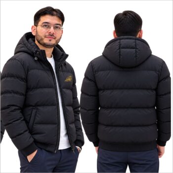 Premium Men’s Black Hooded Puffer Jacket – Winter Collection | AL-GHADEER
