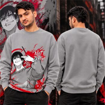 Hyder Gray Not Zenin Anime Printed Sweatshirt for Men – Premium DTF Graphic Crew Neck Winter Streetwear